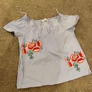 Off the shoulder embroidered top